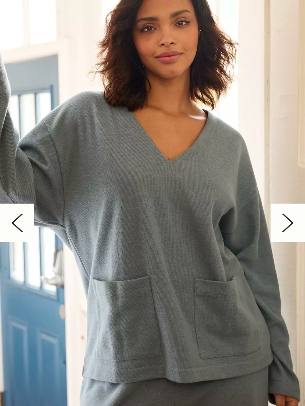 Anthropologie V-Neck Patch-Pocket Jumper by Daily Practice